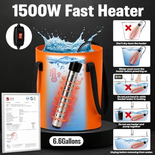 Portable Shower for Camping, 6000mAh Rechargeable Camp Shower Pump with Large Capacity Foldable Bucket, Filtered Shower Head, Outdoor Camping Shower Kit for Travel, Pet Bath, Car Washing - Image 4