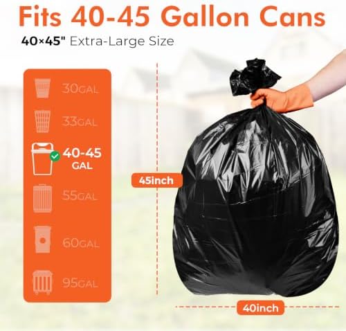 Delxo 40-45 Gallon Trash Bags, 21K Count, 40×45'' Large Black Garbage Bags - Image 2