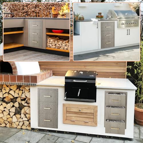 GarveeTech Outdoor Kitchen Triple Drawers, Stainless Steel, Heavy Duty with Handles, Weather-Resistant Flush Mount, BBQ Island Drawer for Patio Grill Station, 16" W x 28.5" H x 20.5" D - Image 3