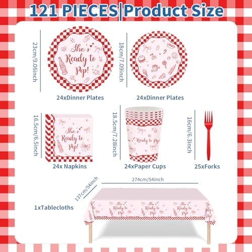 121PCS She's Ready to Pop Baby Shower Decorations for 24 Guests - Image 2