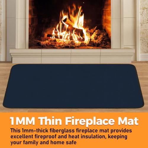 Fireproof Fireplace Rug for Home Protection, 4' x 3' x 0.04'', Blue - Image 3