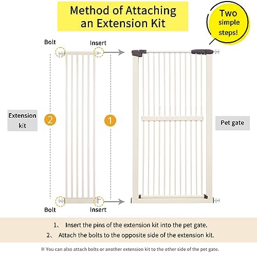 Lumizone 55.12" Extra Tall Pet Gate Extension Kit 12.6" Wide Cream - Image 4