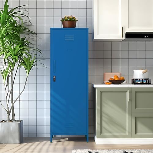 Metal Locker Storage Cabinets Kids Lockable Single File Storage Cabinet with Digital Lock Locker for School Gym Pantry Kitchen (Navy) - Image 7