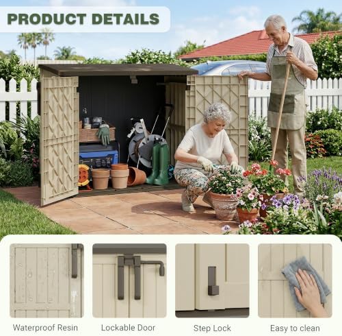 LHBcraft Waterproof Outdoor Storage Box 36 Cu Ft with Lockable Doors,Portable Outdoor Storage Shed,Horizontal Outdoor Storage Cabinet for Garden,Easy to Assemble - Image 2