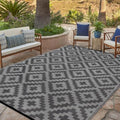 SAND MINE Waterproof Outdoor Rug 6x9 ft, Plastic Reversible Rug, Modern Area Rug, Large Floor Mat for Outdoors, RV, Patio, Backyard, Deck, Picnic, Beach, Camping, Black Grey Lattice by SANDMIND