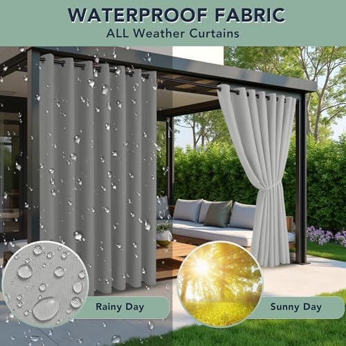 Outdoor Curtains for Patio Waterproof, 6 Drape Panels, Sun Shades - Image 2