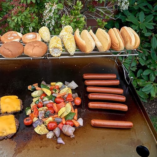 Universal Griddle Warming Rack Adjustable for Blackstone 17" 22" 28" 36" Griddles Accessories, for Royal Gourmet, Cuisinart, Pit Boss, Camp Chef & Most 17''~ 36'' Griddles, Stainless Steel BBQ Rack - Image 7