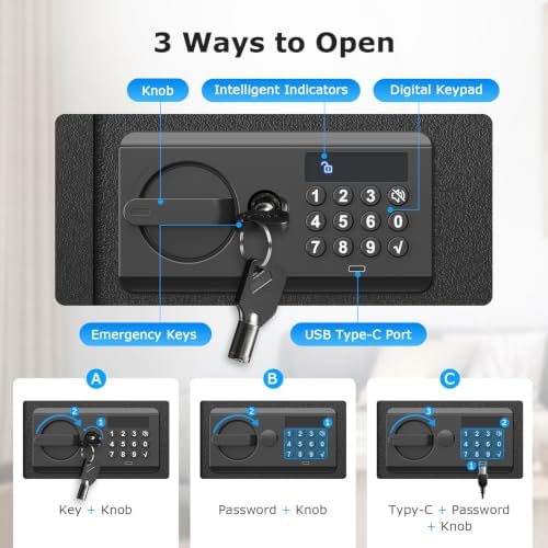 Bonsaii Security Safe Box With Keypad Lock 1.2 Cu.Ft for Cash Jewelry Home - Image 3