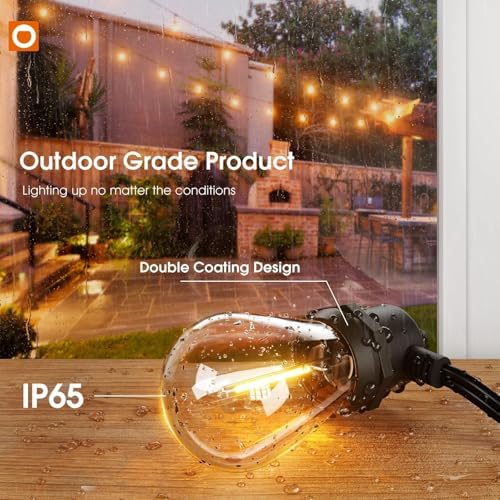 addlon 100FT Outdoor String Lights LED Waterproof Patio Lights with 32 Edison Dimmable Bulbs Shatterproof Hanging Lights for Outside Cafe Bistro Garden Balcony Porch Yard Gazebo Deck 2Packs*50FT - Image 2