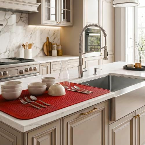 MicoYang Silicone Dish Drying Mat for Multiple Usage,Easy clean,Eco-friendly,Heat-resistant Silicone Mat for Kitchen Counter or Sink,Refrigerator or Drawer Liner Red 4XL 32 inches x 18 inches - Image 5