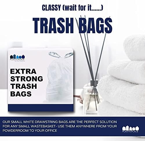 Plasticplace 6 Gallon Trash Bags White Drawstring Garbage Can Liners,17” x 20”,for Bathroom Kitchen Office Car Small Trash Bags,Leak-Proof & Tear-Resistant,100 Count (Pack of 6) - Image 4