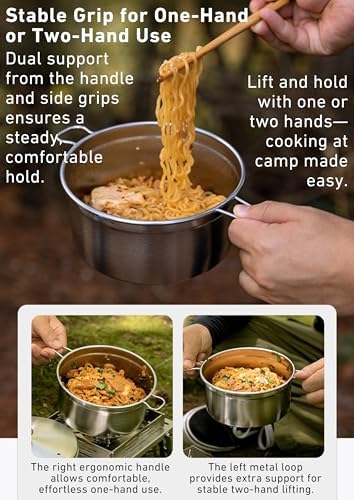 CAMPINGMOON 2L Camping Pot Steamer Set 304 Stainless Steel S371-C1 - Image 5