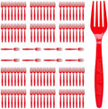 Red Plastic Forks Heavy Duty, Disposable Party Supplies 104 PCS by FUEVING