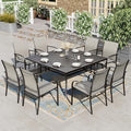 HERA'S HOUSE 9pc Outdoor Patio Dining Set for 8, Textilene Chairs, Brown by HERASHOUSE