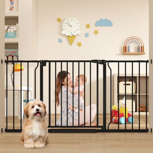 29"-58" Extra Wide Baby Gate, No Drilling Auto Close Dog Gate, Black by Cideny