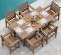 SERWALL 7 Pcs Outdoor Dining Set, 67" HDPE Dining Set for 6, Brown by SERWALL