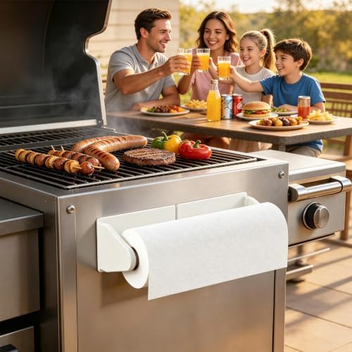 Magnetic Paper Towel Holder, Adjustable No-Drill Paper Towel Holder, White - Image 2