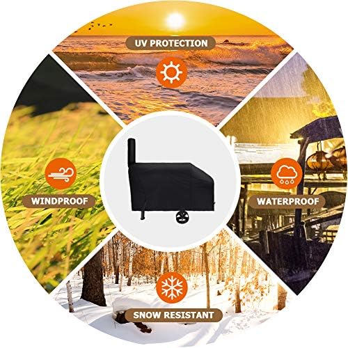 i COVER 66 Inch Offset Smoker Cover, 600D Pellet Grill Cover, Heavy Duty BBQ Smoker Cover, Waterproof Patio Outdoor Canvas Barbecue Cover for Landmann Brinkmann Charbroil Chargriller - Image 7