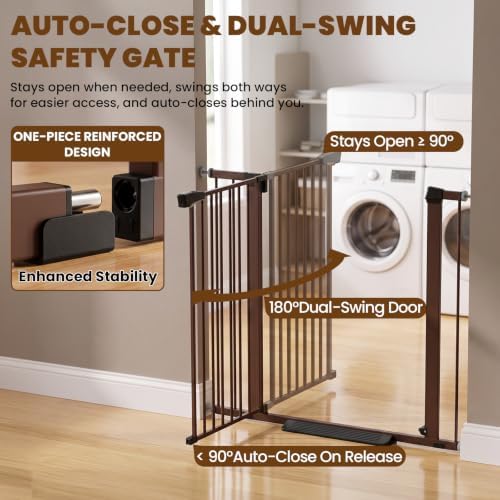Mumeasy 36" High Extra Tall Dog Gate, 29.7"-40.5" Wide Pressure Mounted Tall Baby Gate for Dog, Auto Close Pet Gate with Door for Stairs,Doorways,House,Black - Image 5