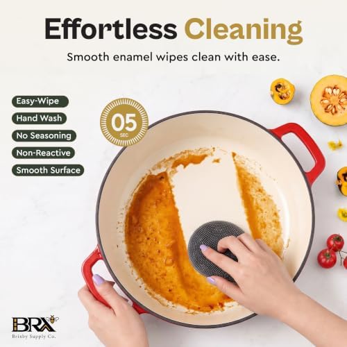 Brixby 5 QT Sourdough Dutch Oven, Enameled Cast Iron with Skillet Lid - Image 2