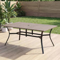 63”x37.8” Metal Outdoor Dining Table for 6,Rectangular Patio Dining Table with Adjustable Umbrella Hole,All-Weather Brown Outdoor Patio Table for Porch, Garden, Backyard, Poolside, Lawn by LUTINLIX