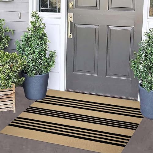 BUAGETUP Front Outdoor Door Mat 2'x3',Fall Porch Rug Striped Outdoor Rug - Image 5