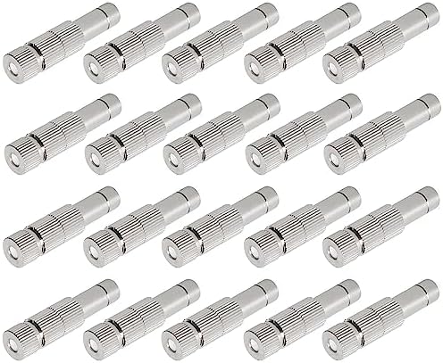20pcs Brass Mister Nozzles, 6mm Misting Nozzles for Outdoor Cooling System, Landscaping, Air Humidification, Greenhouse Irrigation (with Filter, 0.006"/0.15mm Orifice) by wexecon