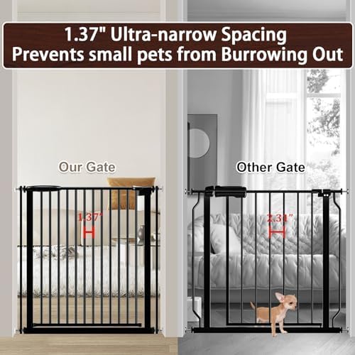 DEARBB Extra Wide Baby Gate Ultra Narrow Spacing 30.11-77.36" Pressure Mounted Double Lock Swing Auto Close Walk Through Metal Safety Pet Gate for Stairs and House Doorway Kitchen - Image 3