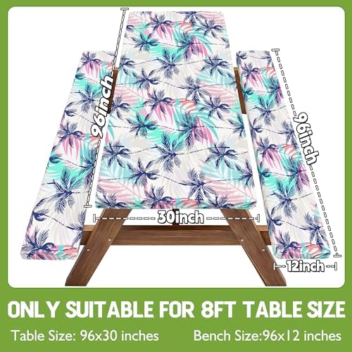 Picnic Table Cover with Bench Covers Waterproof Fitted Table Cloth Tablecover Camp Camper Camping Essentials Outdoor Beach Summer River Water Motorhome Trailer Road Trip Tent Rv Car Travel Activities - Image 2