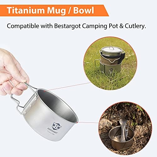 Bestargot Camping Titanium Pot, 750ml Outdoor Cup with Insulation Cup Carrier, Titanium Camping Drinkware, 132g Lightweight and Large Capacity (450 titanium) - Image 5