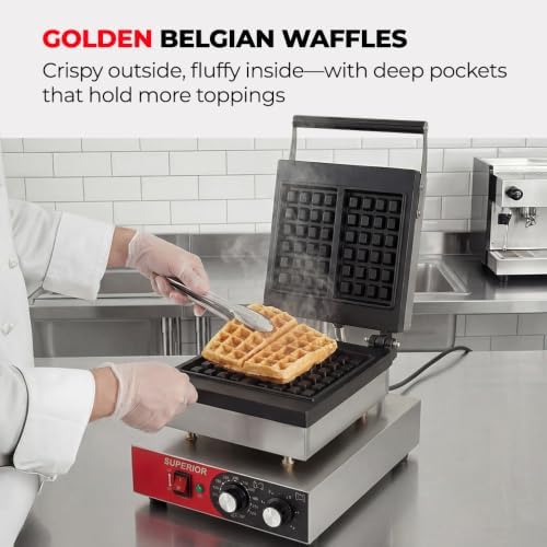 Superior Kitchen Equipment Commercial 2-Slice Square Belgian Waffle Maker - Image 4