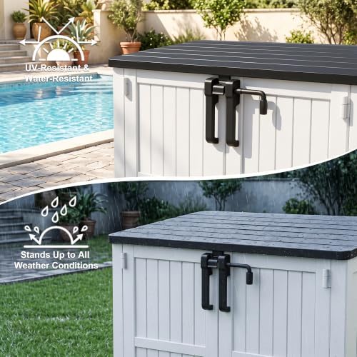 Outdoor Storage Box & Cabinet 36 Cu Ft, Patio Storage Box, White - Image 3