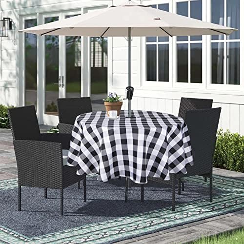 EHouseHome Outdoor and Indoor 70inch Round Tablecloth with Umbrella Hole and Zipper, Waterproof Zippered Patio Table Cloths, Spring/Summer Table Covers for Backyard Circular Table/BBQs/Picnic - Image 2