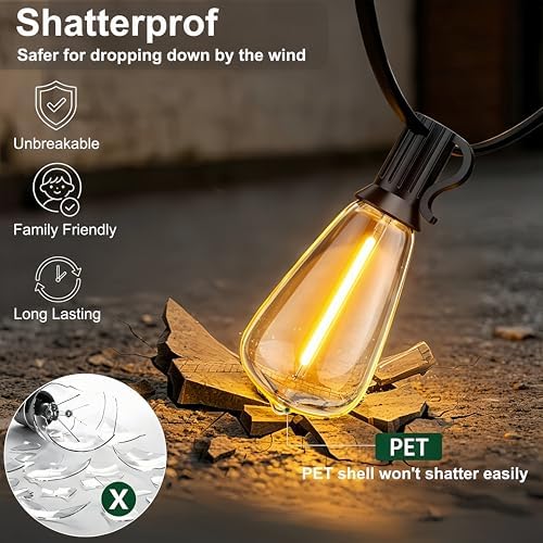 Outdoor String Lights 150FT 75+3 LED, Waterproof Dimmable Patio Lights - Image 4