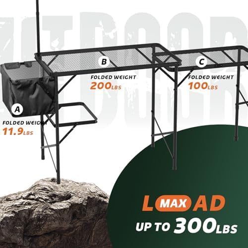 WildFinder Folding Table, 5.7x2 FT Height Adjustable Camping Table - Image 7