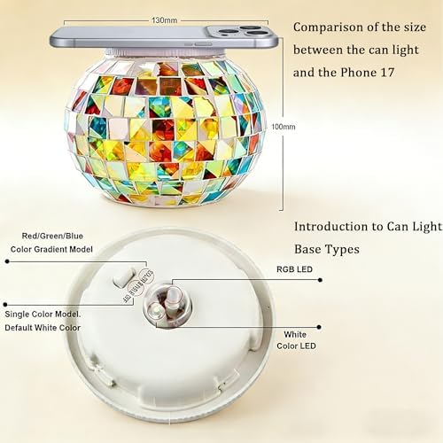 Aukora Solar Table Lights Outdoor,Color Changing Glass Mosaic Garden Light - Image 6