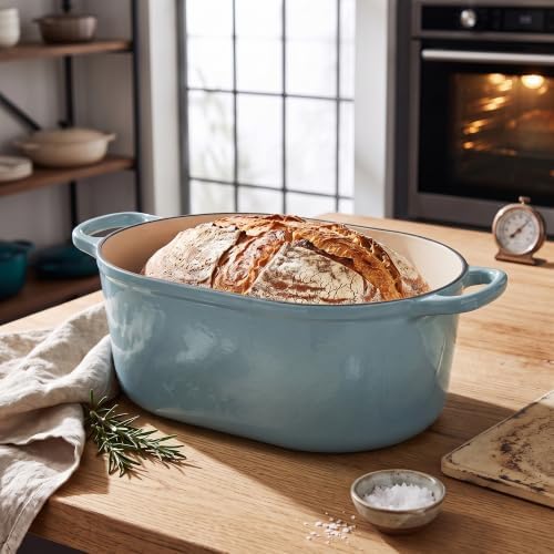 EDGING CASTING Enameled Cast Iron Oval Dutch Oven, 6QT, Seasalt - Image 6