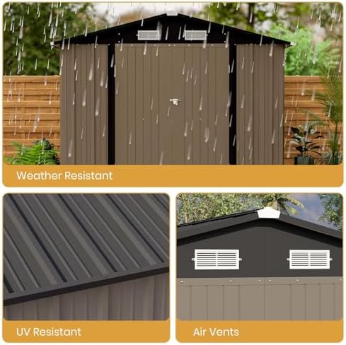 Patiowell 8x12 FT Outdoor Storage Shed, Brown - Image 5
