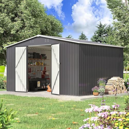 Polar Aurora 10x12 Outdoor Storage Metal Shed with Updated Frame Structure by PolarAurora