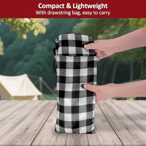 8ft 96" Picnic Table and Bench Cover, 3 Pack, Black-White Checkered - Image 6