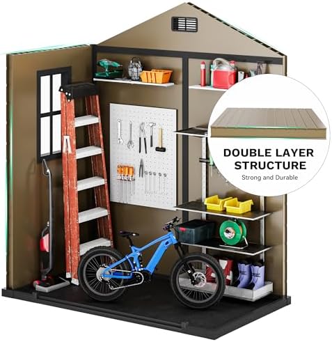 DWVO 6x4ft Outdoor Storage Shed Plastic with Floor and Lockable Door - Image 6