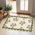Front Door Mat Outside Entrance - 2x3 Floral Non-Slip Washable Doormat Indoor Outdoor Door Mat Sage Blue Floral Entry Rug Small Throw Rugs for Entryway Kitchen Front Porch Decor by Othilic