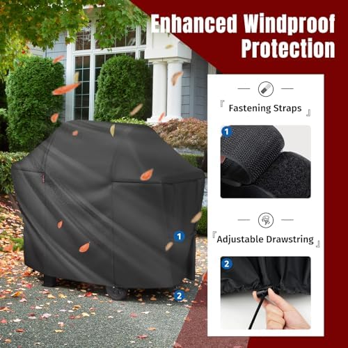 SHINESTAR 55-58" Grill Cover,Windproof with Magic Tape & Drawstring Bottom - Image 3