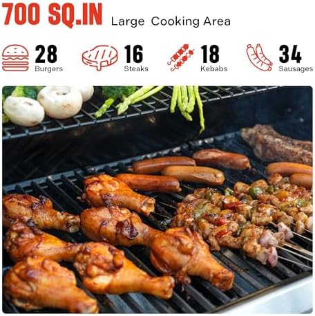 Monument Grills Larger 4-Burner Propane Gas Grills Stainless Steel Cabinet Style with Infrared Side Sear & Side Burners Knob Controls Built-In Thermometer with Stainless Steel Rotisserie Kit(2 Items) - Image 5