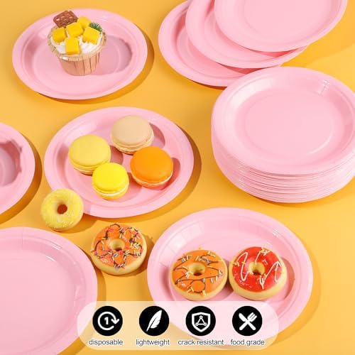 Breroa 72 Pcs Pink Paper Plates 7 Inch Bulk Pink Plates Disposable - Image 4