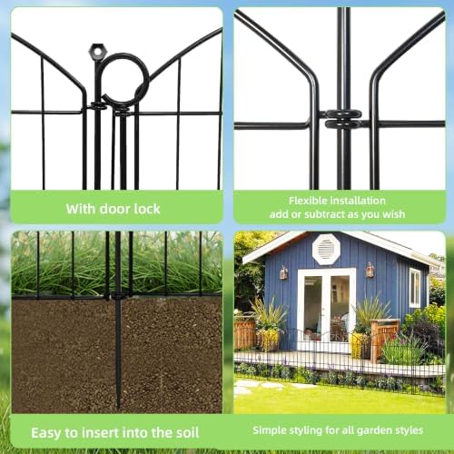 Decorative Garden Fence, 24in (H) x 10ft(L) No Dig Fence with Gate - Image 6