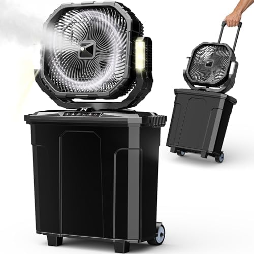 Ausic 5 Gal 12" Portable Misting Fan for Outside Patios, 【Max 62H】 Outdoor Oscillating Rechargeable Battery Fan, Cooling Water Camping Fan with Telescopic Handle/Remote, Summer Essentials by Ausic