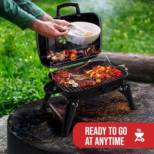 Grill Trade Portable Charcoal Grill - Mini BBQ Grill - Small Table Top Charcoal Grill for Camping, Outdoor Cooking - Foldable Camping Grill for Picnics, Tailgating and Backyard Grilling - Image 2