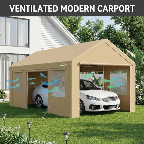 COBIZI 12x20 FT Heavy Duty Carport with Galvanized Frame - Image 4
