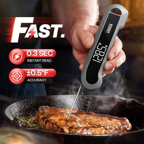 0.3 Sec Instant Read Meat Thermometer Digital for Cooking, Grey - Image 2